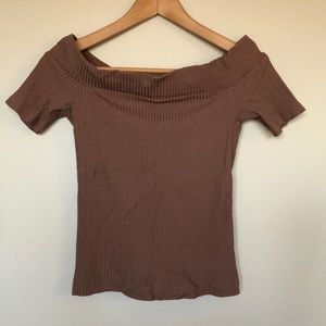 {Wilfred} cocoa brown off shoulder top